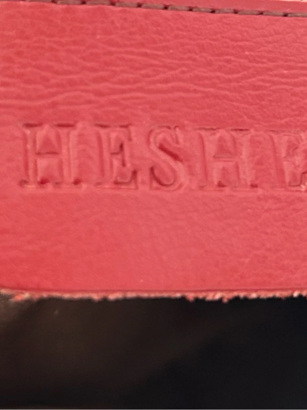 HESHE Red Genuine Leather Satchel Tote